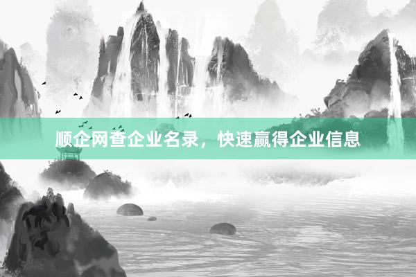 顺企网查企业名录，快速赢得企业信息